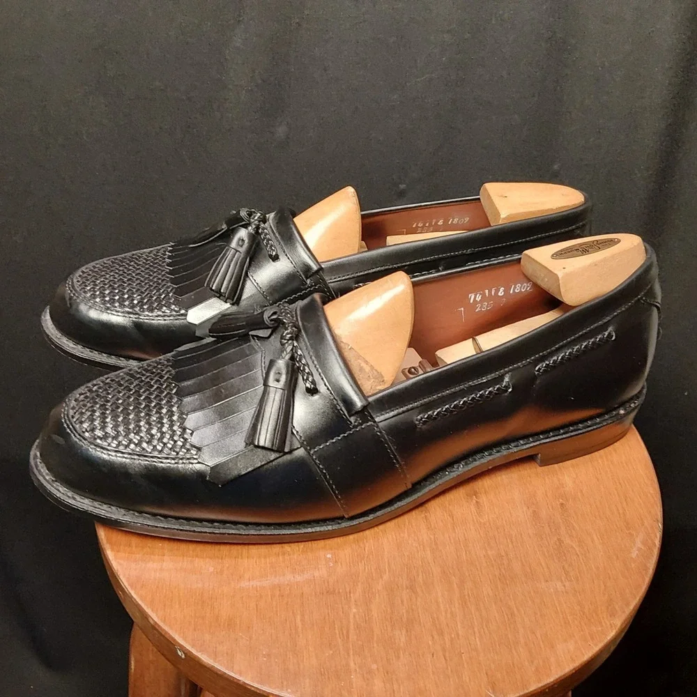Allen Edmonds Cody Black Woven Tassel Kiltie Loafers Mens 14 E Made in USA 1809